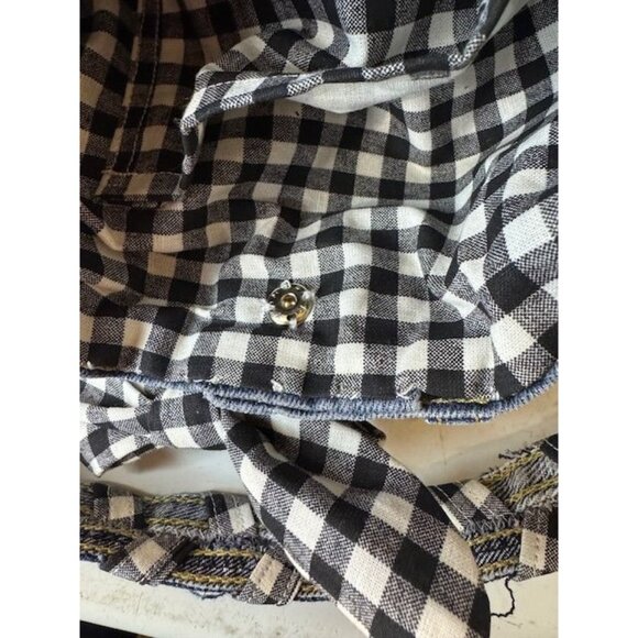 Homemade Denim & Gingham Tote Bag With Heart Pocket Stitching - Picture 6 of 10